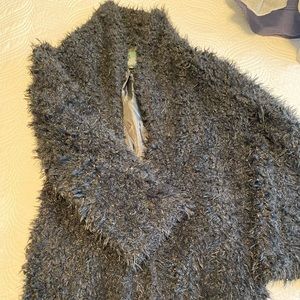 Long faux fur black coat